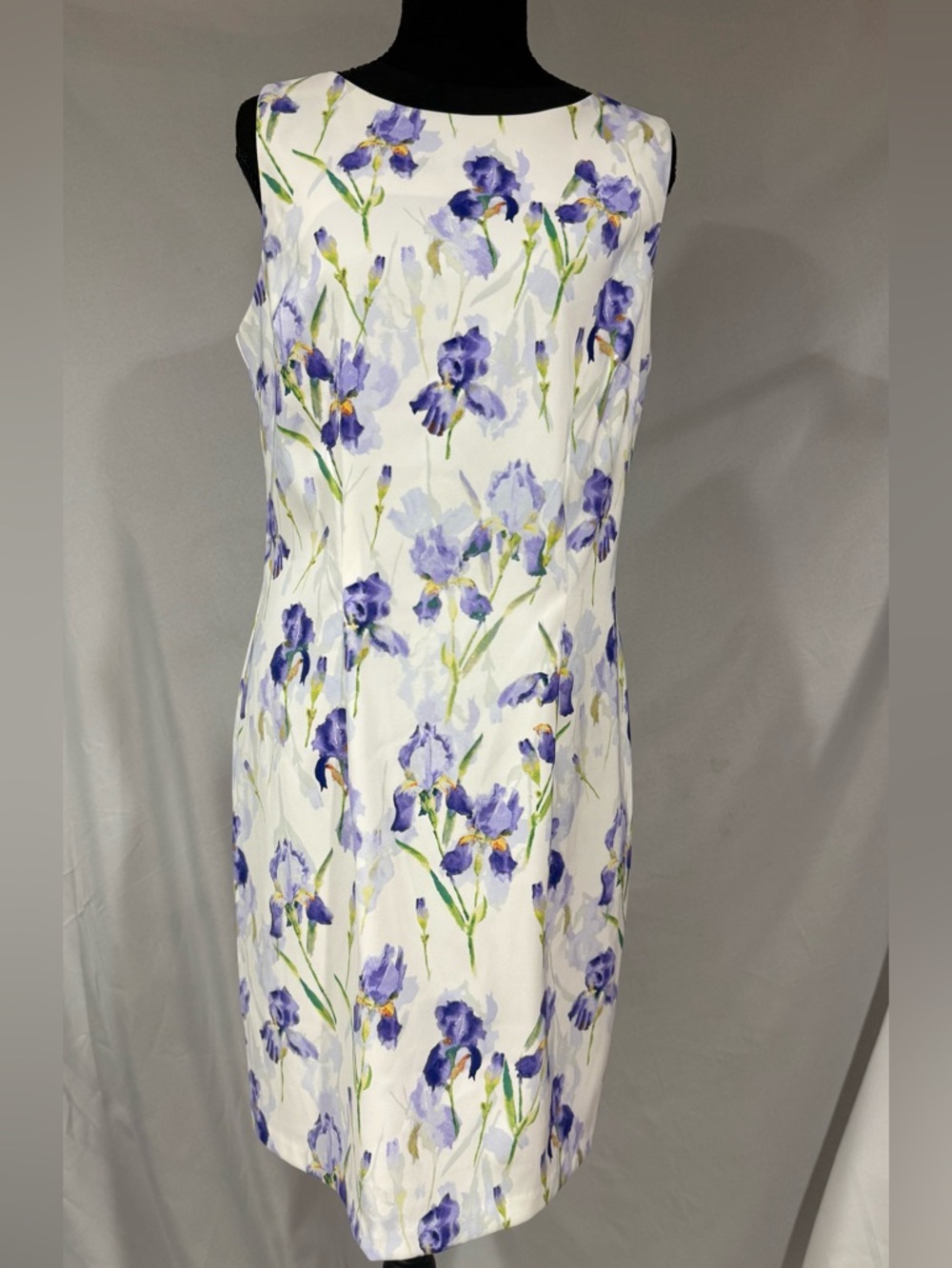 Alyx White Midi Dress with Lavender Iris Print